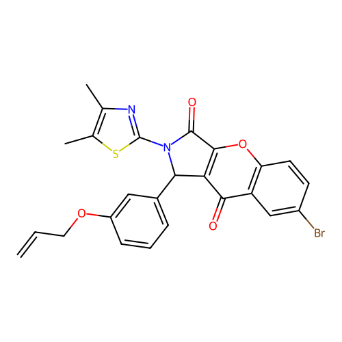 1-(3-(allyloxy)phenyl)-7-bromo-2-(4,5-dimethylthiazol-2-yl)-1,2-dihydrochromeno[2,3-c]pyrrole-3,9-dione structure