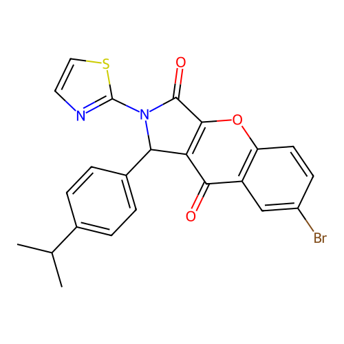 7-bromo-1-[4-(propan-2-yl)phenyl]-2-(1,3-thiazol-2-yl)-1,2-dihydrochromeno[2,3-c]pyrrole-3,9-dione structure