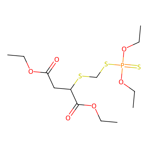 Butanedioic acid, ((((diethoxyphosphinothioyl)thio)methyl)thio)-, diethyl ester structure