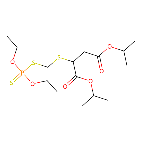 Butanedioic acid, ((((diethoxyphosphinothioyl)thio)methyl)thio)-, bis(1-methylethyl) ester structure
