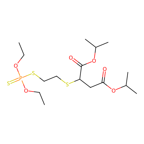 Butanedioic acid, ((2-((diethoxyphosphinothioyl)thio)ethyl)thio)-, bis(1-methylethyl) ester structure