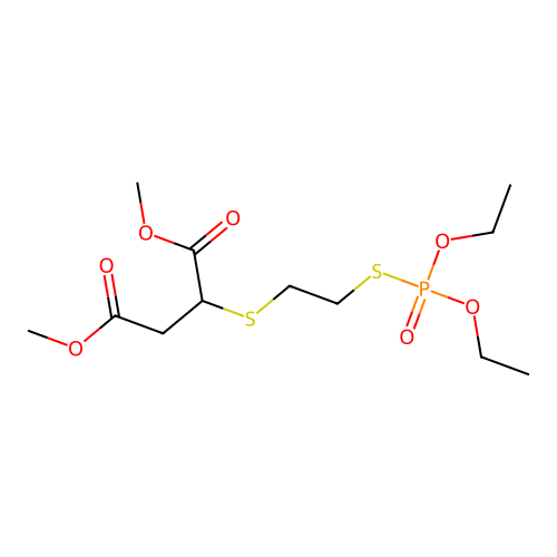 Butanedioic acid, ((2-((diethoxyphosphinyl)thio)ethyl)thio)-, dimethyl ester structure