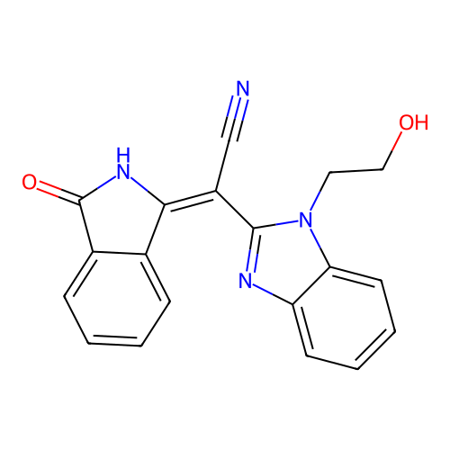 2-[1-(2-Hydroxyethyl)benzimidazol-2-yl]-2-(3-oxoisoindol-1-ylidene)acetonitrile structure