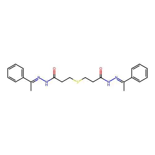 Propanoic acid, 3,3'-thiobis-, bis[[(1E)-1-phenylethylidene]hydrazide] structure