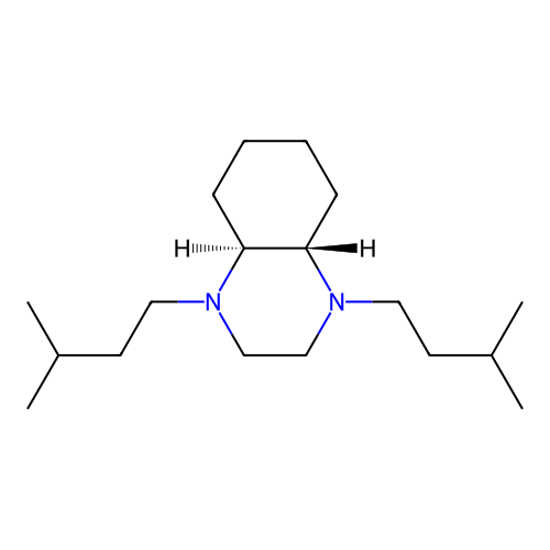 (4aS,8aS)-1,4-bis(3-methylbutyl)-2,3,4a,5,6,7,8,8a-octahydroquinoxaline structure