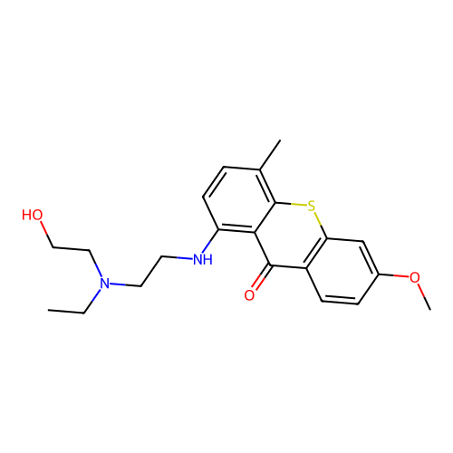 1-({2-[Ethyl(2-hydroxyethyl)amino]ethyl}amino)-6-methoxy-4-methyl-9H-thioxanthen-9-one structure