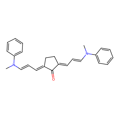 2,5-bis[3-(N-methylanilino)prop-2-enylidene]cyclopentan-1-one structure