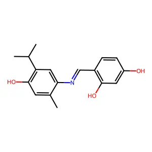 4-((4-Hydroxy-5-isopropyl-2-methylphenylimino)methyl)benzene-1,3-diol structure
