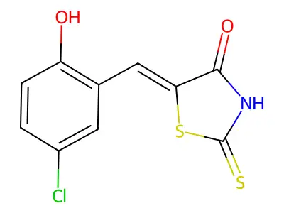 (5E)-5-(5-chloro-2-hydroxybenzylidene)-2-mercapto-1,3-thiazol-4(5H)-one structure