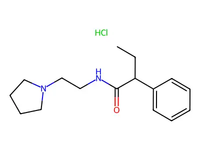 Butanamide, 2-phenyl-N-(2-(1-pyrrolidinyl)ethyl)-, monohydrochloride structure