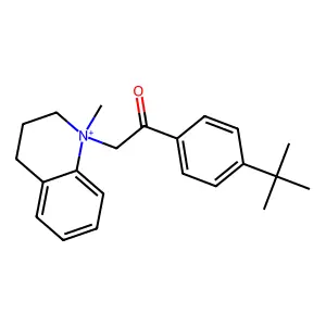 1-(4-tert-butylphenyl)-2-(1-methyl-3,4-dihydro-2H-quinolin-1-ium-1-yl)ethanone structure