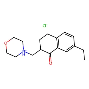 1(2H)-Naphthalenone, 3,4-dihydro-7-ethyl-2-(morpholinomethyl)-, hydrochloride structure
