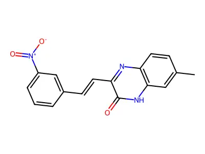 7-methyl-3-[2-(3-nitrophenyl)ethenyl]-1H-quinoxalin-2-one structure