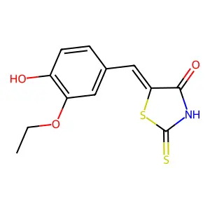 (5E)-5-(3-ethoxy-4-hydroxybenzylidene)-2-mercapto-1,3-thiazol-4(5H)-one structure