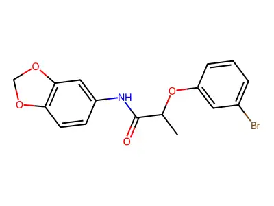 N-(1,3-benzodioxol-5-yl)-2-(3-bromophenoxy)propanamide structure