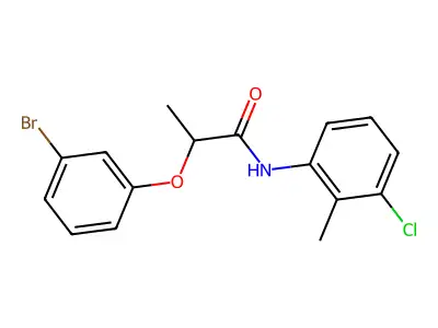 2-(3-bromophenoxy)-N-(3-chloro-2-methylphenyl)propanamide structure