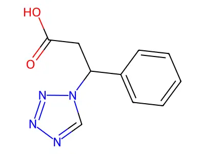 3-phenyl-3-(1H-1,2,3,4-tetrazol-1-yl)propanoic acid structure