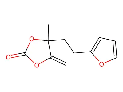 4-[2-(Fur-2-yl)ethyl]-4-methyl-5-methylene-1,3-dioxolan-2-one structure