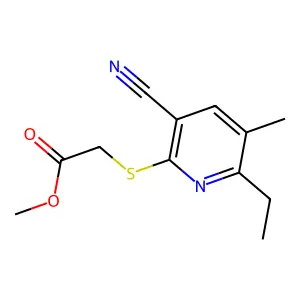 Methyl [(3-cyano-6-ethyl-5-methylpyridin-2-yl)thio]acetate structure