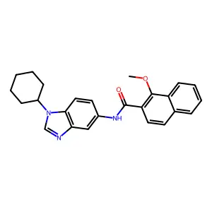 N-(1-cyclohexyl-1H-benzimidazol-5-yl)-1-methoxynaphthalene-2-carboxamide structure