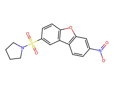 1-[(7-Nitro-2-dibenzofuranyl)sulfonyl]pyrrolidine structure