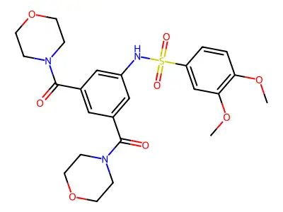 N-[3,5-bis(morpholine-4-carbonyl)phenyl]-3,4-dimethoxybenzenesulfonamide structure