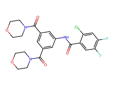 N-[3,5-bis(morpholine-4-carbonyl)phenyl]-2-chloro-4,5-difluorobenzamide structure