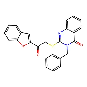 2-[2-(1-Benzofuran-2-yl)-2-oxoethyl]sulfanyl-3-benzylquinazolin-4-one structure