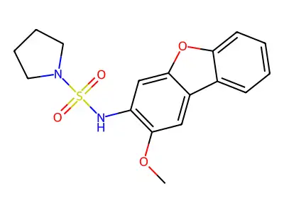 N-(2-methoxydibenzofuran-3-yl)pyrrolidine-1-sulfonamide structure