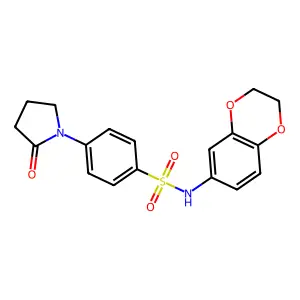 N-(2,3-dihydro-1,4-benzodioxin-6-yl)-4-(2-oxopyrrolidin-1-yl)benzenesulfonamide structure