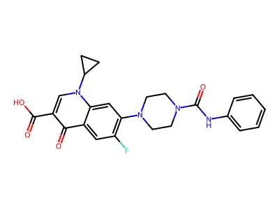 1-cyclopropyl-6-fluoro-4-oxo-7-[4-(phenylcarbamoyl)piperazin-1-yl]quinoline-3-carboxylic Acid structure