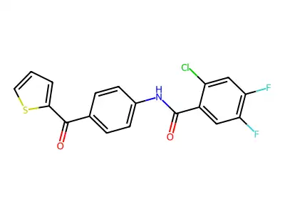 2-chloro-4,5-difluoro-N-[4-(thiophene-2-carbonyl)phenyl]benzamide structure