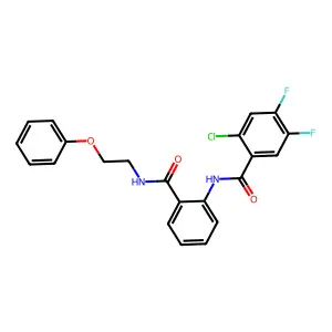 2-chloro-4,5-difluoro-N-[2-(2-phenoxyethylcarbamoyl)phenyl]benzamide structure