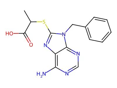 2-[(6-Amino-9-benzyl-9H-purin-8-yl)thio]-propanoic acid structure