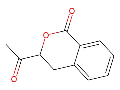 3-acetyl-3,4-dihydro-1H-2-benzopyran-1-one structure