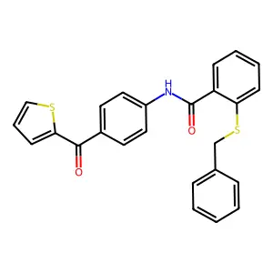 2-benzylsulfanyl-N-[4-(thiophene-2-carbonyl)phenyl]benzamide structure