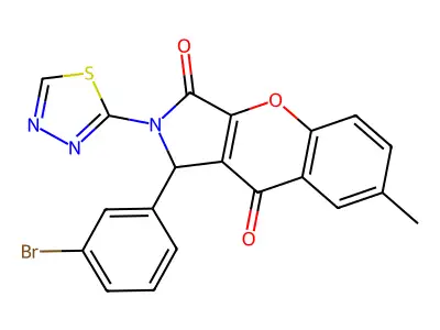 1-(3-bromophenyl)-7-methyl-2-(1,3,4-thiadiazol-2-yl)-1,2-dihydrochromeno[2,3-c]pyrrole-3,9-dione structure