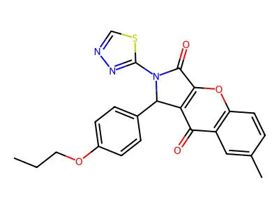 7-methyl-1-(4-propoxyphenyl)-2-(1,3,4-thiadiazol-2-yl)-1,2-dihydrochromeno[2,3-c]pyrrole-3,9-dione structure