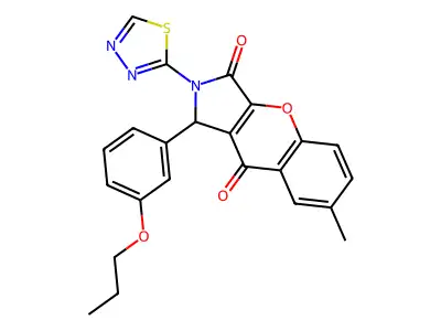 7-methyl-1-(3-propoxyphenyl)-2-(1,3,4-thiadiazol-2-yl)-1,2-dihydrochromeno[2,3-c]pyrrole-3,9-dione structure