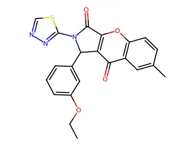 1-(3-ethoxyphenyl)-7-methyl-2-(1,3,4-thiadiazol-2-yl)-1,2-dihydrochromeno[2,3-c]pyrrole-3,9-dione structure