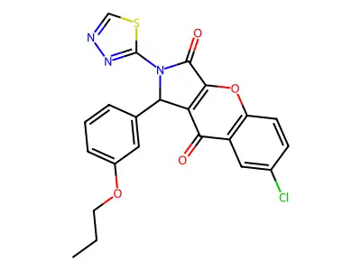 7-chloro-1-(3-propoxyphenyl)-2-(1,3,4-thiadiazol-2-yl)-1,2-dihydrochromeno[2,3-c]pyrrole-3,9-dione structure
