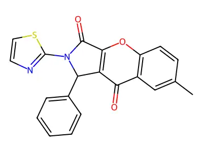 7-Methyl-1-phenyl-2-(thiazol-2-yl)-1,2-dihydrochromeno[2,3-c]pyrrole-3,9-dione structure