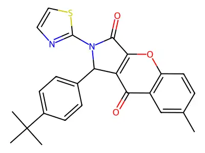 1-(4-(tert-butyl)phenyl)-7-methyl-2-(thiazol-2-yl)-1,2-dihydrochromeno[2,3-c]pyrrole-3,9-dione structure