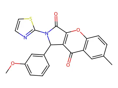 1-(3-methoxyphenyl)-7-methyl-2-(thiazol-2-yl)-1,2-dihydrochromeno[2,3-c]pyrrole-3,9-dione structure