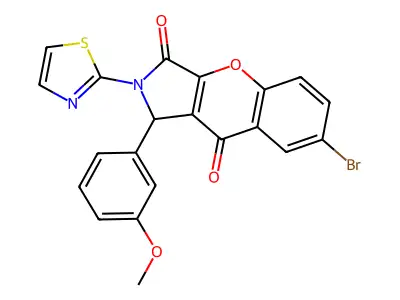 7-bromo-1-(3-methoxyphenyl)-2-(1,3-thiazol-2-yl)-1,2-dihydrochromeno[2,3-c]pyrrole-3,9-dione structure