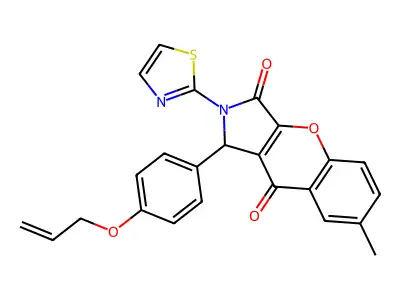 1-(4-(allyloxy)phenyl)-7-methyl-2-(thiazol-2-yl)-1,2-dihydrochromeno[2,3-c]pyrrole-3,9-dione structure