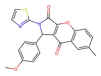1-(4-methoxyphenyl)-7-methyl-2-(1,3-thiazol-2-yl)-1,2-dihydrochromeno[2,3-c]pyrrole-3,9-dione structure