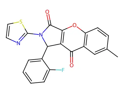 1-(2-fluorophenyl)-7-methyl-2-(thiazol-2-yl)-1,2-dihydrochromeno[2,3-c]pyrrole-3,9-dione structure