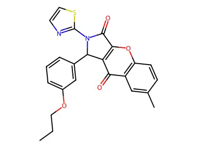 7-methyl-1-(3-propoxyphenyl)-2-(thiazol-2-yl)-1,2-dihydrochromeno[2,3-c]pyrrole-3,9-dione structure