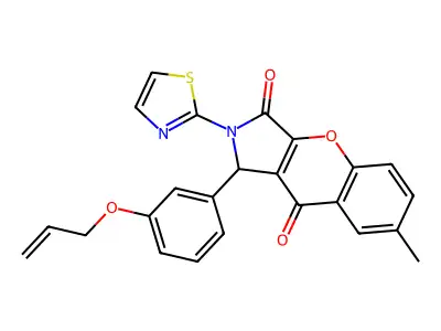 1-(3-(allyloxy)phenyl)-7-methyl-2-(thiazol-2-yl)-1,2-dihydrochromeno[2,3-c]pyrrole-3,9-dione structure
